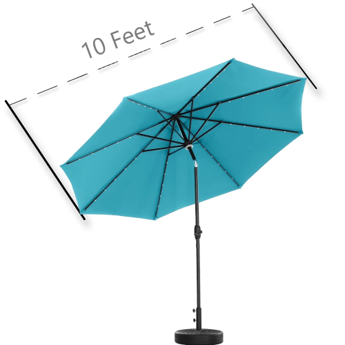 Ainfox 10Ft Solar Powered Aluminum Patio Table Market Umbrella Blue