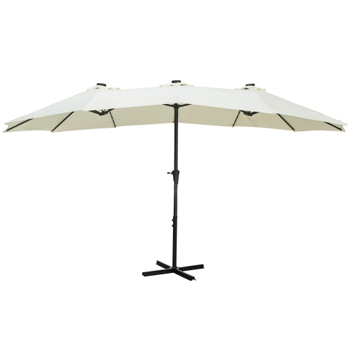 Ainfox 15ft x 8.8ft Outdoor Double-Sided Market Patio Umbrella White