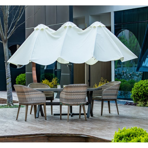 Ainfox 15ft x 8.8ft Outdoor Double-Sided Market Patio Umbrella White