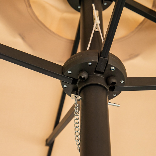 Ainfox 15ft x 8.8ft Outdoor Double-Sided Market Patio Umbrella Khaki