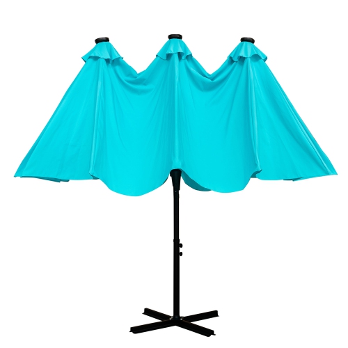 Ainfox 15ft x 8.8ft Outdoor Double-Sided Market Patio Umbrella Blue