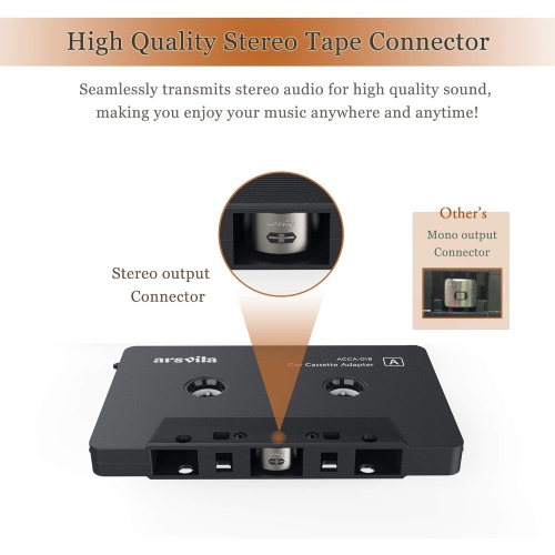 Arsvita – Adaptateur cassette audio pour l'auto vers auxiliaire, adaptateur ruban adhésif pour câble auxiliaire de 3,5 mm