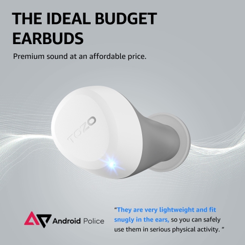TOZO A1 Earbuds True Wireless Stereo Sound Bass 2 Mic for AI Calls-White
