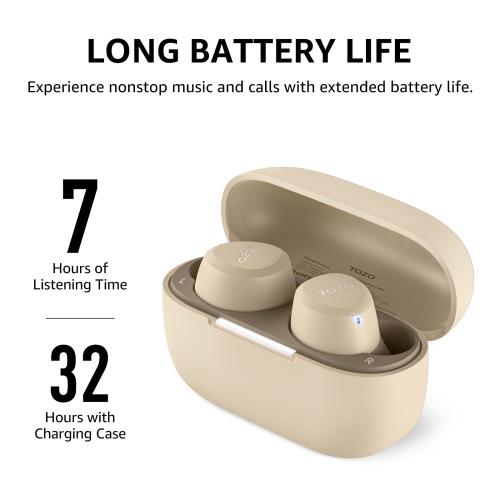 TOZO A1 Earbuds True Wireless Stereo Sound Bass 2 Mic for AI Calls-Khaki