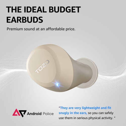 TOZO A1 Earbuds True Wireless Stereo Sound Bass 2 Mic for AI Calls-Khaki