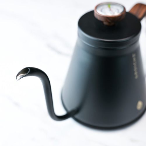 GROSCHE MARRAKESH Gooseneck Pour Over Stovetop Kettle with temperature guage, Stainless Steel Stovetop Kettle - 34 fl. oz, Black