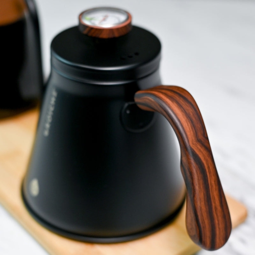 GROSCHE MARRAKESH Gooseneck Pour Over Stovetop Kettle with temperature guage, Stainless Steel Stovetop Kettle - 34 fl. oz, Black