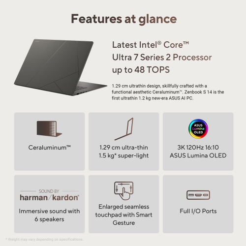 ASUS Zenbook S 14 AI ultrathin laptop
