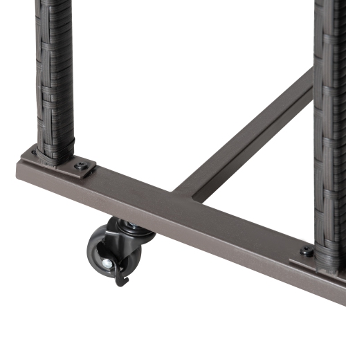 Outsunny Rolling Pool Storage, rotin, meubles de jardin, rangement extérieur en osier, flotteurs, nouilles, pagaies, balles, serviettes, Accessoires