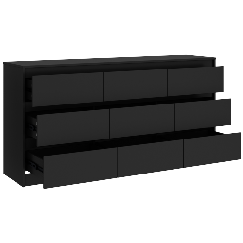Homsee Modern 9-Drawer Dresser with Deep Storage, Handle-Free Design, Large Wooden Floor Dresser ,Black