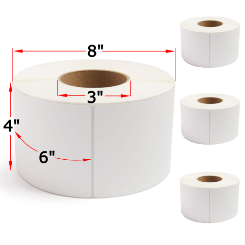 Image 1 of 9.. [4 Rolls, 4000 Labels] Alpha Label - 4" x 6" Thermal Transfer Labels, 3” Core, 8” OD, Ribbon Required, Made in Canada