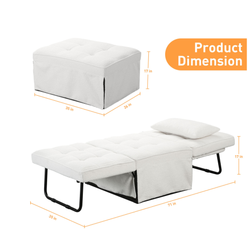 Ainfox 71&nbsp;po canapé-lit pliant blanc pour la maison