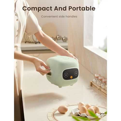 Mini cuiseur à riz COMFEE 4 tasses cuit/2 tasses non cuit, machine à riz antiadhésif portative, minuterie de 24 heures, 6 fonctions,