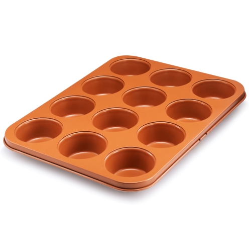 Gotham Steel Diamond Copper Nonstick Muffin Pan, Dishwasher Safe Bakeware