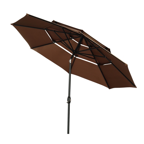 Ainfox 3-Layer 10ft Patio Umbrella Coffee