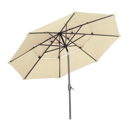 Ainfox 3-Layer 10ft Patio Umbrella Khaki