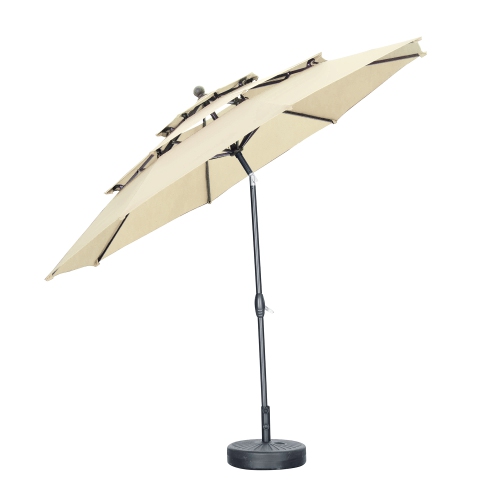 Ainfox 3-Layer 10ft Patio Umbrella Khaki