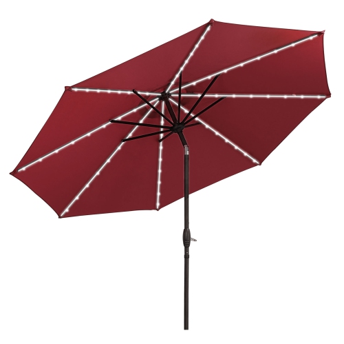 Ainfox 3-Layer 10ft Patio Umbrella Red With LED Light Bar