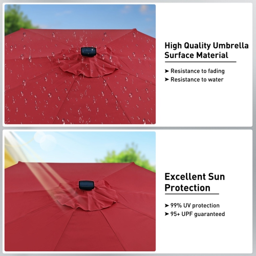 Ainfox 3-Layer 10ft Patio Umbrella Red With LED Light Bar