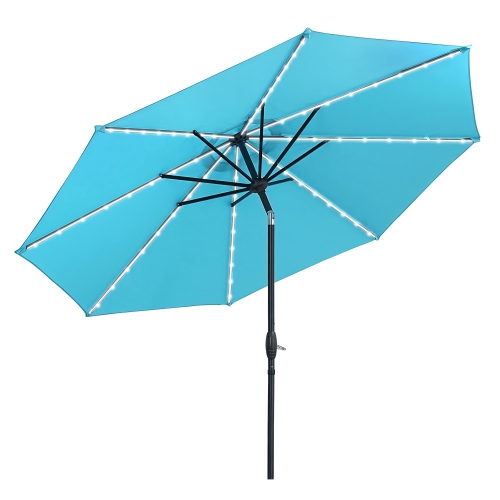 Ainfox 3-Layer 10ft Patio Umbrella Blue With LED Light Bar