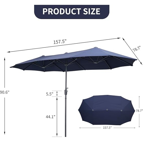 Ainfox 13ft Patio Umbrella Navy
