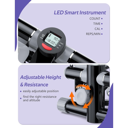 Amicus - Mini Stepper for Exercise, Adjustable Hydraulic Stepper Exercise Machine with Resistance Bands for Home, 330lbs Weight Capacity