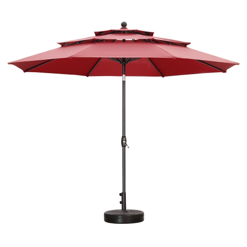 AINFOX  3-Layer 10Ft Patio Umbrella In Red