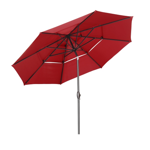 Ainfox 3-Layer 10ft Patio Umbrella Red