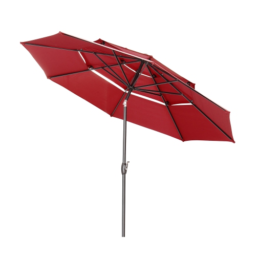 Ainfox 3-Layer 10ft Patio Umbrella Red