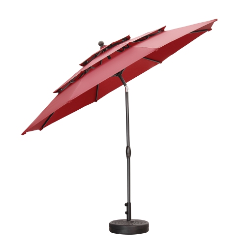 Ainfox 3-Layer 10ft Patio Umbrella Red