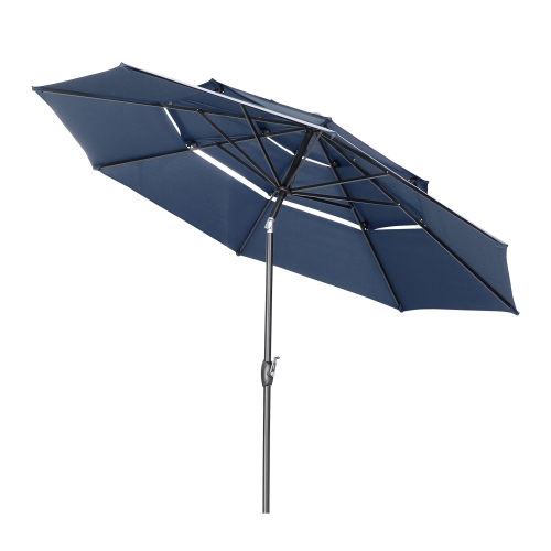 Ainfox 3-Layer 10ft Patio Umbrella Navy Blue