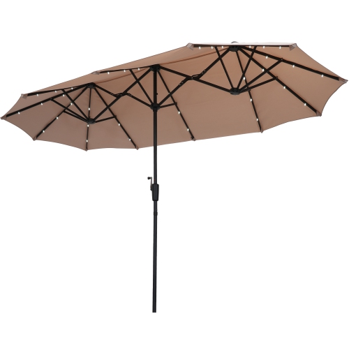 Ainfox 13ft Patio Umbrella Khaki Outdoor With 36 Led Lights For Outdoor,Market