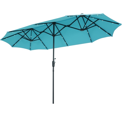 Ainfox 13ft Patio Umbrella Blue Outdoor With 36 Led Lights For Outdoor,Market