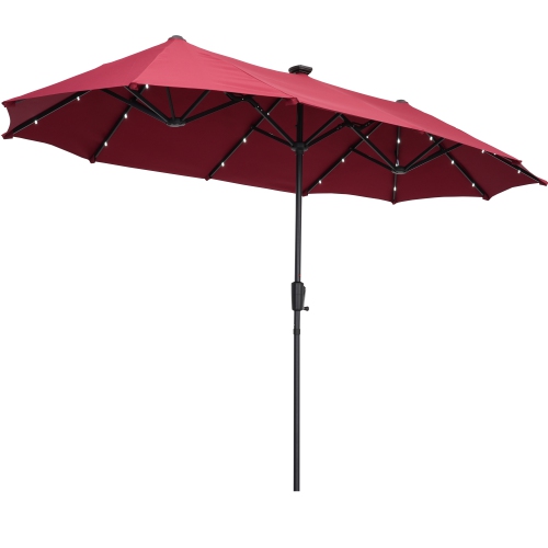 Ainfox 13ft Patio Umbrella Red Outdoor With 36 Led Lights For Outdoor,Market