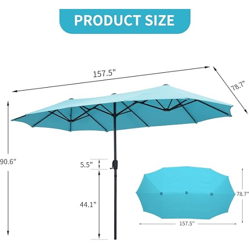 Ainfox 13ft Patio Umbrella Blue
