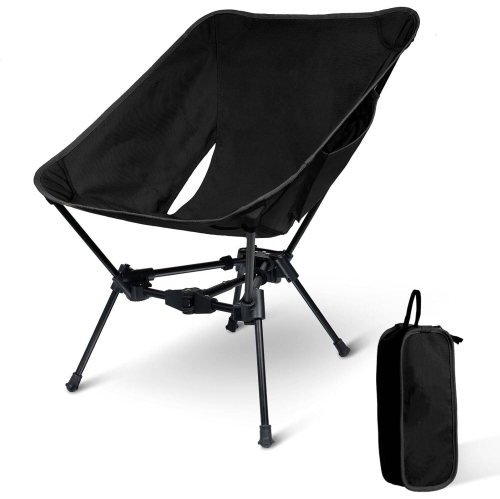 Chaise de camping de PetginHome, chaise de randonnée pliable légère avec sac à dos, 330&nbsp;lb portatif compact, capacité noire