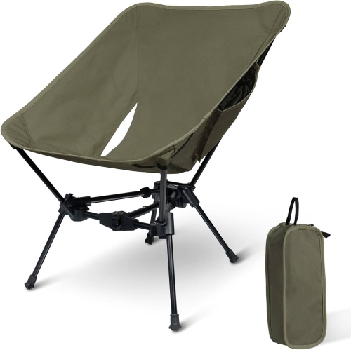 Chaise de camping de PetginHome, chaise de randonnée pliable légère avec sac à dos, capacité 330&nbsp;lb compacte et portative – Vert ranger