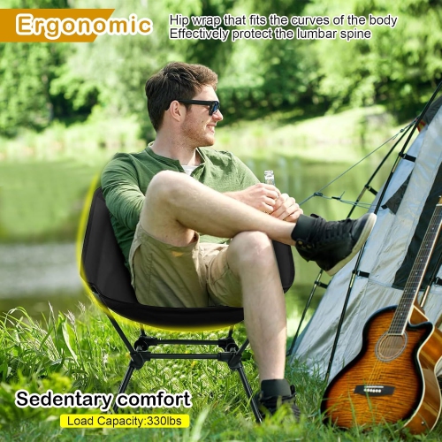 PetginHome-High Back Folding Camping Chair, Removable Pillow, Side Pocket & Carry Bag,Compact & Heavy Duty for Outdoor Camp,Hiking,Picnic, lowback