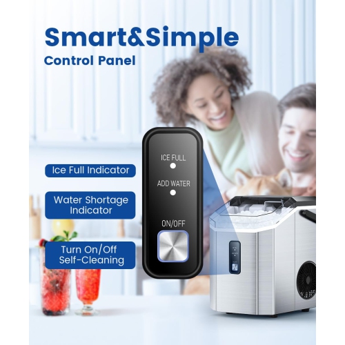 COWSAR Nugget Ice Maker Countertop Portable Ice Makers w/ Soft Chewable Ice 34lbs/24H One-Click Operation Auto-Cleaning Pebble Ice Maker Machine w/