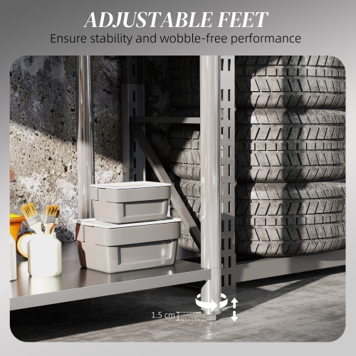 HOMCOM Stainless Steel Prep Table, 24 x 47 x 34 Inch, Heavy Duty Metal Work Table with Shelf, Workbench for Commercial, Restaurant, Hotel, Kitchen,