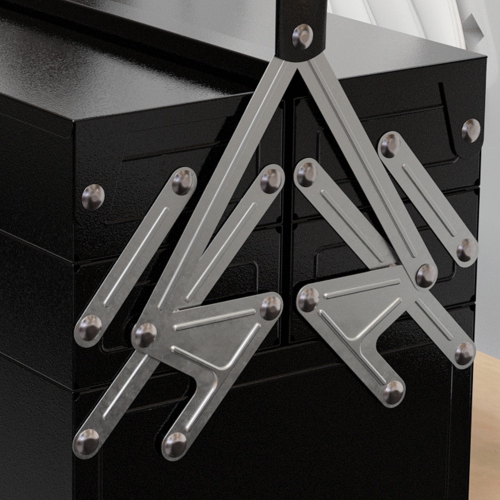 DURHAND 18" Metal Tool Box, Portable 5-Tray Cantilever Steel Tool Chest Cabinet for Garage and Warehouse, Black