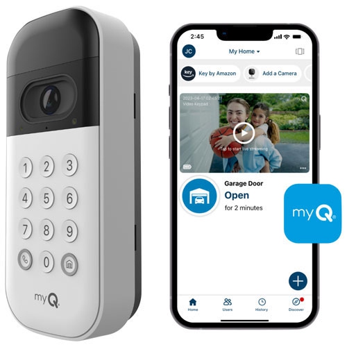 Tout nouveau - Clavier vidéo intelligent pour garage MyQ de Chamberlain - Blanc