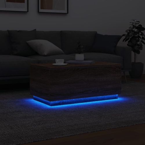 vidaXL Coffee Table with LED Lights Brown Oak 90x50x40 cm