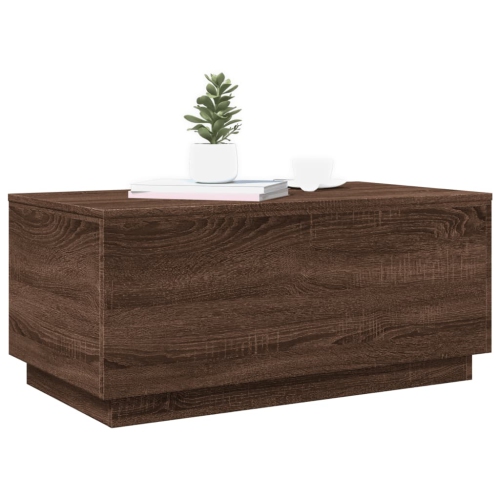 vidaXL Coffee Table with LED Lights Brown Oak 90x50x40 cm