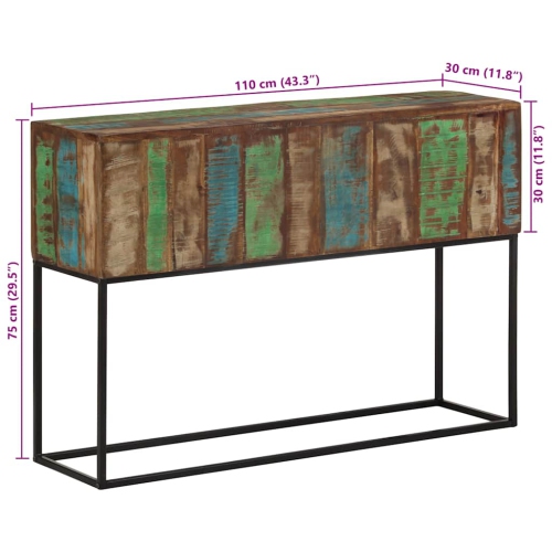 vidaXL Console Table 110x30x75 cm Solid Wood Reclaimed and Iron