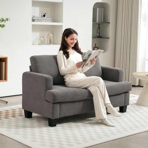 HOMCOM 54.3" Loveseat Sofa, Modern 2 Seater Sofa Couch with Removable Cushions, Upholstered Small Couch with Solid Wood Frame for Living Room,