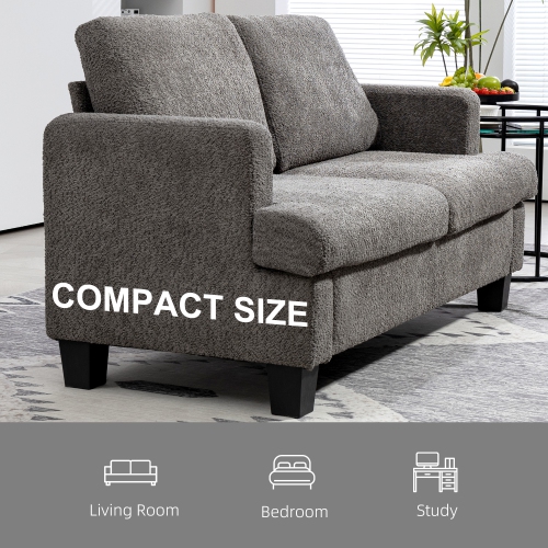 HOMCOM 54.3" Loveseat Sofa, Modern 2 Seater Sofa Couch with Removable Cushions, Upholstered Small Couch with Solid Wood Frame for Living Room,