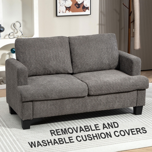 HOMCOM 54.3" Loveseat Sofa, Modern 2 Seater Sofa Couch with Removable Cushions, Upholstered Small Couch with Solid Wood Frame for Living Room,