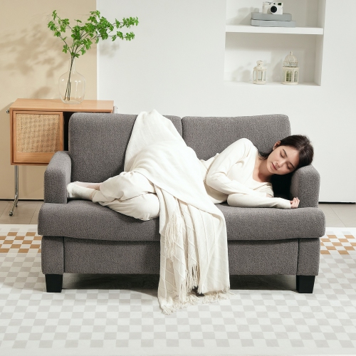 HOMCOM 54.3" Loveseat Sofa, Modern 2 Seater Sofa Couch with Removable Cushions, Upholstered Small Couch with Solid Wood Frame for Living Room,