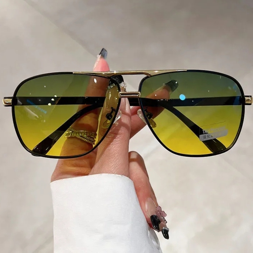 Lunettes de soleil Vintage surdimensionnées Hommes Femmes Mode Photochromique Polarié Lunettes Lunettes Lunettes Lunettes de soleil Driving Double